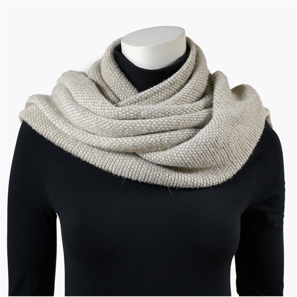 FRATELLI TALLI Knit Collar Scarf OS Beige Wool Alpaca Blend Made In Italy - Picture 1 of 14